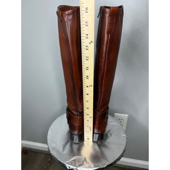 Aldo Brown Leather Knee-Length Riding Boots With Side Zipper Size 6 - Picture 11 of 16